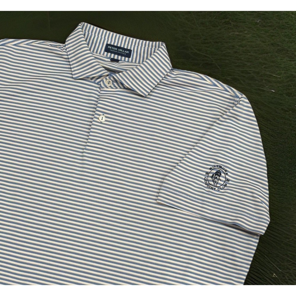 Peter Millar Crown Crafted Performance Polo Men's L Stripe Biltmore Country Club